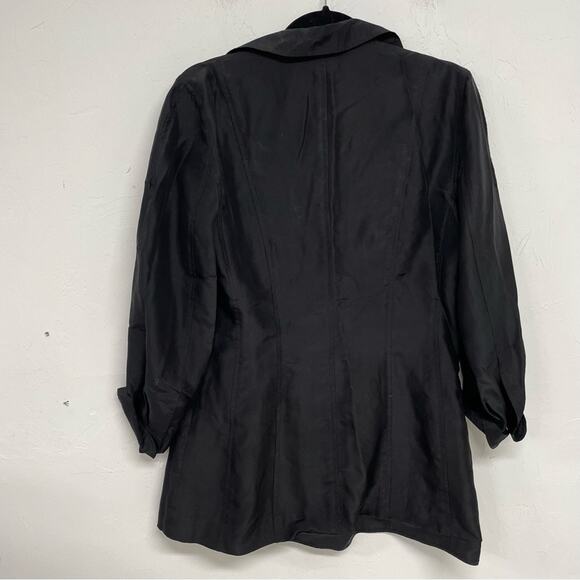DKNY Black Silk Utility Button Down Shirt Womens 6 Casual Classic Dark Academia - Picture 8 of 8